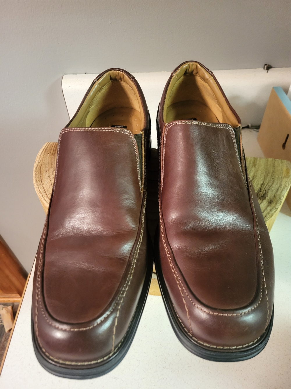 G.H. Bass & Co Ulysses Brown Leather Mens Slip-On Loafers Size 9.5 Shoes